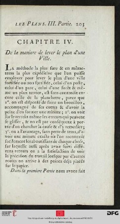 Chapitre IV. De la maniere de lever le plan d’une Ville