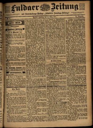 Erste Ausgabe vom Samstag, den 18. März 1899.