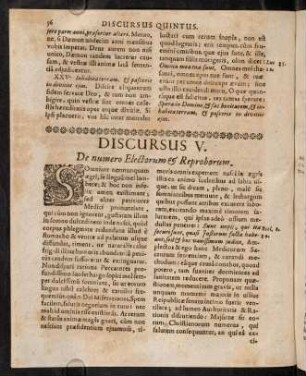 56-72, Discursus V. De numero Electorum & Reproborum.