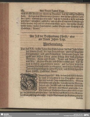 Am Fest der Beschneidung Christi, oder am Neuen Jahrs-Tage