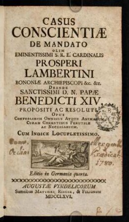 1-488, Casus Conscientiae De Mandato