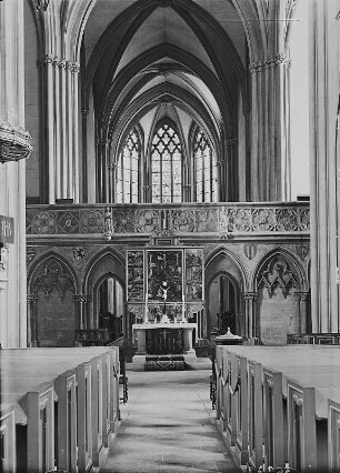 Meißen. Dom St. Johannis und St. Donatus (um 1260/1410). Blick aus dem Hauptschiff durch den Lettner in den Chor