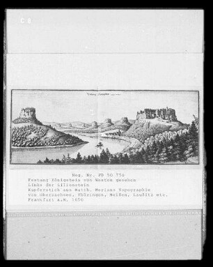 Ansicht von Königstein mit Festung Königstein von Westen gesehen und Lilienstein