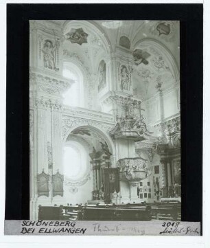 Ellwangen, Schönenbergkirche : Innenansicht, Wandpfeiler im Langhaus, Kanzel