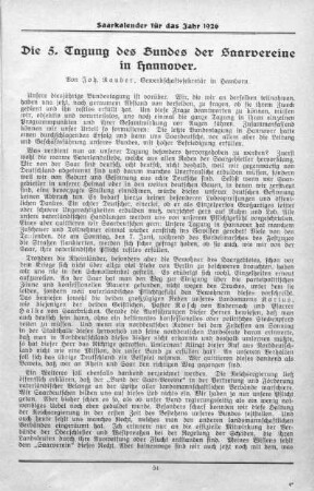 Die 5. Tagung des Bundes der Saarvereine in Hannover