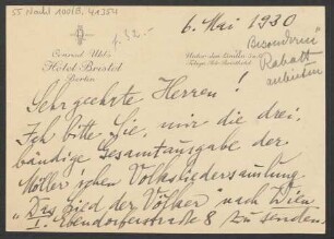 Brief an B. Schott's Söhne : 06.05.1930