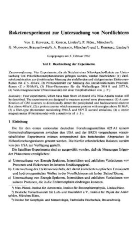 Raketenexperiment zur Untersuchung von Nordlichtern