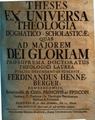 Theses Ex Universa Theologia Dogmatico-Scholasticae