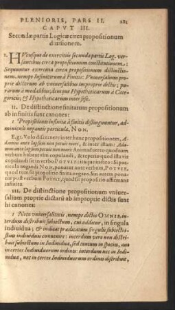 Caput III. Secundae partis Logicae circa propositionum divisionem.