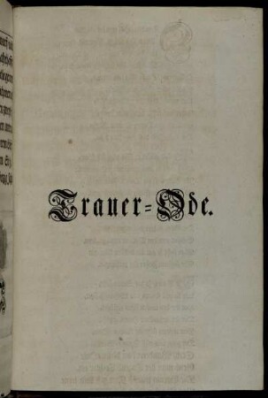 Trauer-Ode.