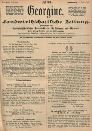 Siebzigster Jahrgang. No. 23. Insterburg, 5. Juni 1902.