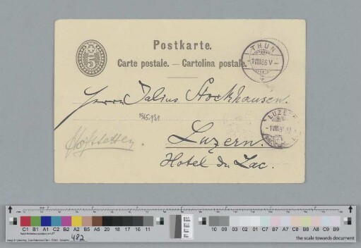 Postkarte an Julius Stockhausen