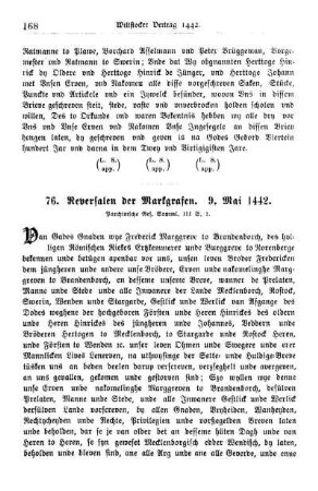 76. Reversalen der Markgrafen. 9. Mai 1442.