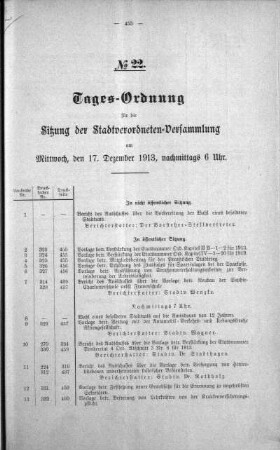 Tages-Ordnung No. 22 (323-336), 17. Dezember 1913