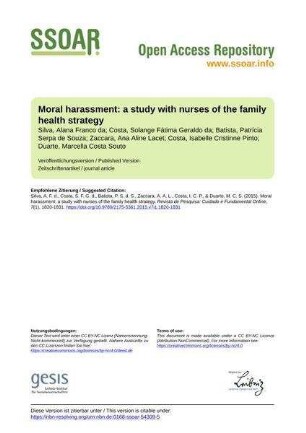 Moral harassment: a study with nurses of the family health strategy