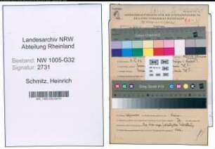 Entnazifizierung Heinrich Schmitz , geb. 08.07.1902 (Staedt.Angestellter)