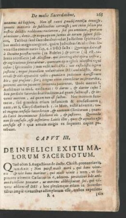 Capvt III. De Infelici Exitu Malorum Sacerdotum.