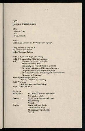 HGS Hermann Gundert series