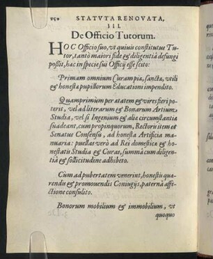 III. De Officio Tutorum.