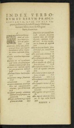 Index Verborum Et Rerum Praecipuarum ...