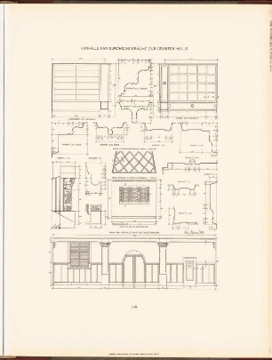 Märkisches Museum, Berlin: Innenansicht Vorhalle, Details Vorhalle und Durchgangsräume zur großen Halle (aus: Neubauten der Stadt Berlin, Bd. VIII, 1909)