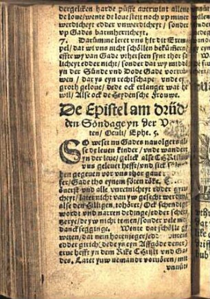 De Epistel am drüdden Söndage yn der Vasten/ Oculi/ Ephe. 5. [Euangelion am drüdden Söndage in der Vasten/ Oculi/ Luce 11.]