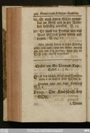 Epistel am St. Thomas-Tage. Ephes. I, 3 - 6.
