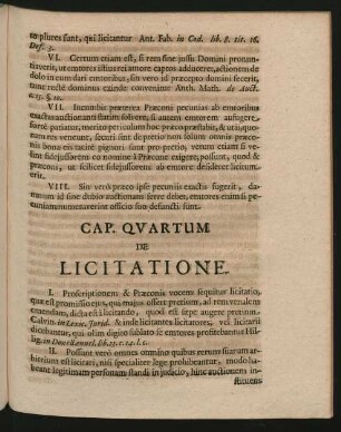Cap. Quartum De Licitatione.