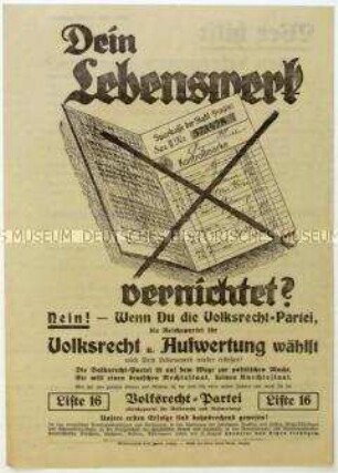Aufruf der Volksrechtpartei zur Reichstagswahl 1928