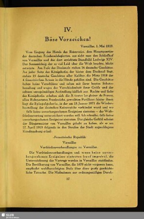 IV. Böse Vorzeichen!