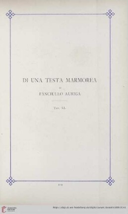 Di una Testa Marmorea di fanciullo auriga (Tav. XI)