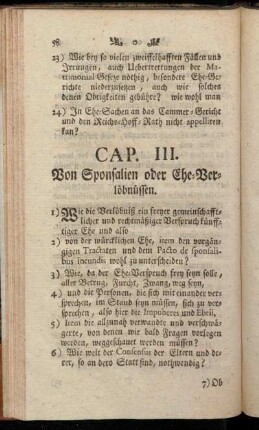 Cap. III. Von Sponsalien oder Ehe-Verlöbnüssen.