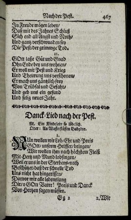 Danck-Lied nach der Pest.