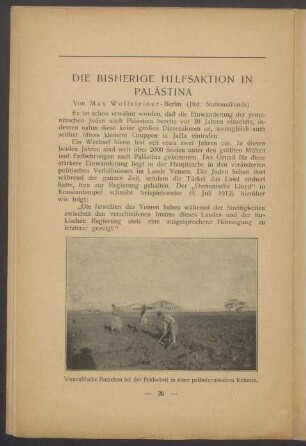 Die bisherige Hilfsaktion in Palästina
