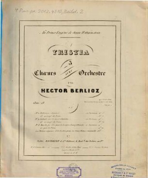 Tristia : 3 choeurs avec orchestre ; Oeuv. 18, 3. Marche funèbre pour la dernière scène d'Hamlet