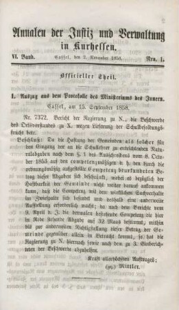 Officieller Theil. 2. November 1858-1. Oktober 1859 = Nro. 1-12