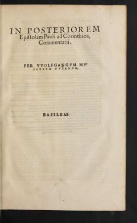 In Posteriorem Epistolam Pauli Ad Corinthios, Commentarii.