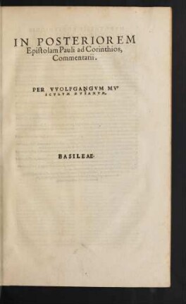 In Posteriorem Epistolam Pauli Ad Corinthios, Commentarii.