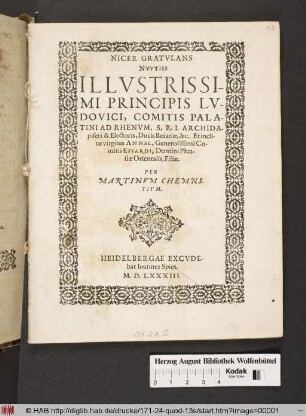 Nicer Gratvlans Illvstrissimi Principiis Lvdovici, Comitis Palatini Ad Rhenvm, S. R. I. ... Et ... virginis Annae, Generosissimi Comitis Essardi, Domini Phrisiæ orientalis, Filiæ