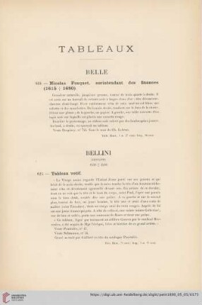 Tableaux (Nr. 624 - 661)