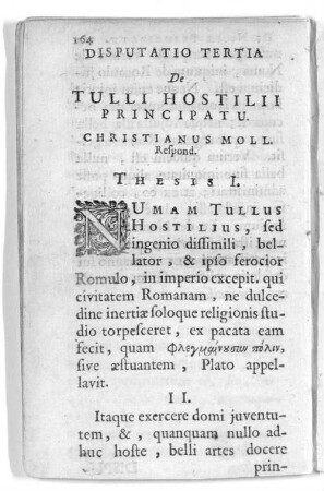 Disputatio Tertia De Tulli Hostilii Principatu. Christianus Moll ...