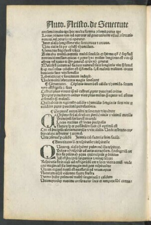 Sequuntur autori. libri de senectute et iuventute