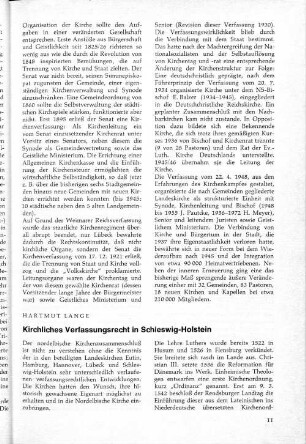 Kirchliches Verfassungsrecht in Schleswig-Holstein