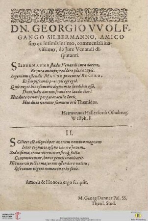 DN. Georgio Wolfgango Silbermanno[...]