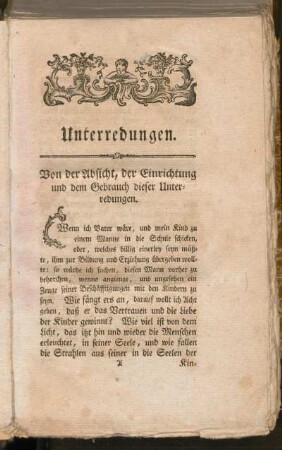 Von der Absicht, der Einrichtung und dem Gebrauch dieser Unterredungen