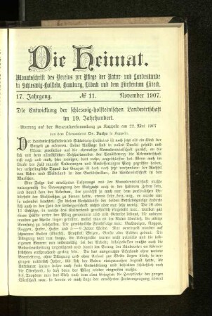 Die Entwicklung der schleswig=holsteinischen Landwirtschaft im 19. Jahrhundert.