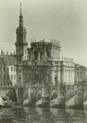 Dresden vom rechten Elbufer oberhalb der Augustusbrücke