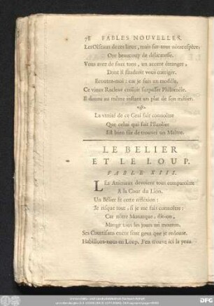 Le Belier Et Le Loup. Fable XIII.