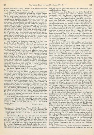 851-853 [Rezension] D. Martin Luthers Werke. Kritische Gesamtausgabe. Die Deutsche Bibel 1522-1546 ; 12. Bd.:Die Übersetzung des Apokryphenteils des Alten Testaments