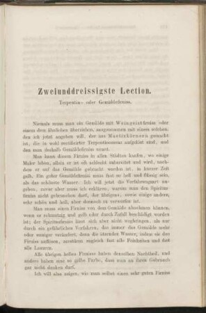 Zweiunddreissigste Lection. Terpentin- oder Gemäldefirniss.